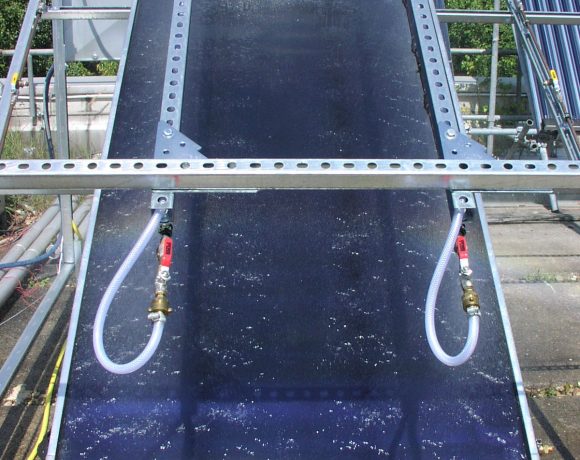 ITW Solar Heat Europe – Flat plate collector on facility for rain penetration tests