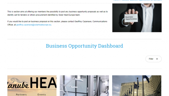Solar Heat Europe creates a Business Opportunities Dashboard for its Members